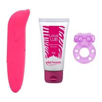 Kit Vibrador Feminino Golfinho Ponto G Anel Peniano Lubrificante Neutro