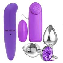 Kit Vibrador Feminino Golfinho Ponto G + Bullet Cápsula + Plug Anal P - Sexy Import