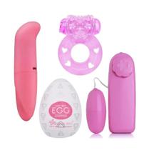 Kit Vibrador Feminino Golfinho + Vibrador Bullet + Egg + Anel Peniano Com Vibro produtos sex shop