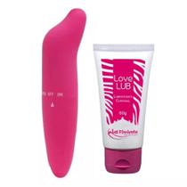 Kit Vibrador Feminino Ponto G Estimulador Clitóris + Lubrificante Íntimo Love Lub Neutro - La Pimienta