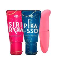 Kit Vibrador Golfinho Curvado Textura Aveludada e Géis Vibrador Lubrificante Casal Sensual Sex Shop