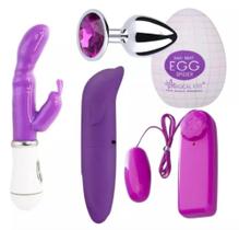 Kit Vibrador Golfinho Ponto G + Bullet + Coelhinho + Plug Anal + Egg Masturbador