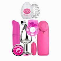 Kit Vibrador Golfinho ponto G, Bullet Estimulador, Egg estimulador masculino , Plug anal e Anel Peniano.