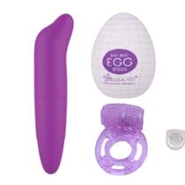 KIt Vibrador Golfinho Ponto G + Egg MAsturbador Masculino + Anel Peniano Retarda Ejaculação - Sexy Import