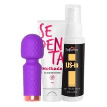 Kit Vibrador Varinha Mágica, Lubrificante Íntimo Neutro e Gel Anal Dessensibilizante LisIn