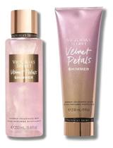 Kit Victoria's Secret Velvet Petals Shimmer hidratante + Body Splash shimmer Sândalo e amêndoa