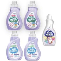 KIT VIDA MACIA: 2UN LAVA ROUPAS 500ML + 2 UN AMACIANTE AMENDOAS 500ML + 1 TIRA MANCHAS 500MLLava roupas vida macia 500ml - Casa KM