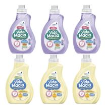 Kit vida macia: 3un lava roupas 1l + 3un amaciante camomila 1l