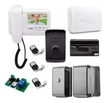 Kit Vídeo Porteiro C/ Fechadura Solenoide Wifi E 3 Controles