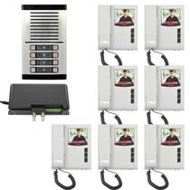 Kit Vídeo Porteiro Eletrônico HDL Coletivo 7 Pontos Predial