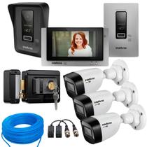 Kit Vídeo Porteiro Wifi Allo Wt7 Com 3 Câmeras e Fechadura