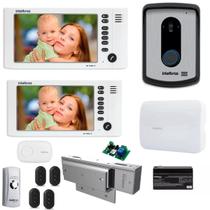Kit Videoporteiro Intelbras IV 7010 HD com 2 Monitores, Fechadura Eletroímã e 4 Controles