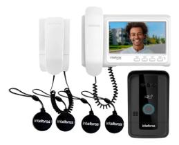 Kit Videoporteiro Intelbras IVR 7 ID com Extensão de Áudio e 4 Chaveiros RFID