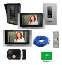 Kit Videoporteiro WiFi Allo wT7 2 Módulos, Fechadura, Botoeira e 100m de Cabo