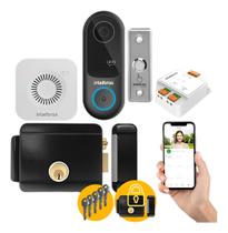 Kit Videoporteiro WiFi Intelbras IVW 3000 com Campainha Sem Fio e Fechadura Elétrica