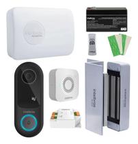 Kit Videoporteiro WiFi Intelbras IVW 3000 com Fechadura Eletroímã e Bateria de Backup