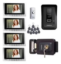 Kit Videoporteiro WiFi wT7 Lite 4 Módulos Internos, Fechadura e 15 Tags RFID