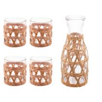 Kit Vidro e Sisal (1 Garrafa e 4 Copos)
