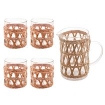 Kit Vidro e Sisal (1 Jarra e 4 Copos)