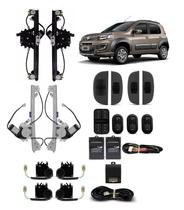 Kit Vidro Eletrico Novo Uno Attractive 4 pt Completo + Trava