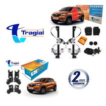 Kit Vidro Elétrico Renault Kwid 4 Portas Dianteira + Kit Trava