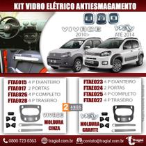 Kit Vidro Elétrico Uno Vivace 4 Portas 2010 em diante Dianteira Cinza