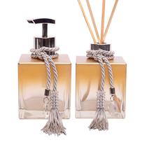 Kit Vidros Banheiro Degrade Dourado Porta Sabonete E Difusor