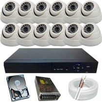 Kit Vigilância 12 Câmeras Dome Interna 720p + Dvr 16ch +Com Hd