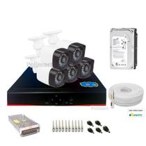 Kit Vigilância 5 Câmeras Full Hd 2Mp +Dvr 08 Canais+ Hd500G