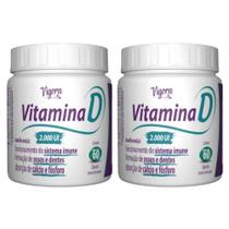 Kit Vigora Plus Vitamina D 2.000UI Com 2 Potes De 60 Cápsulas Cada