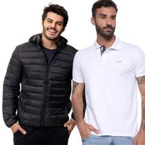 Kit Vih triny Jaqueta Puffer e Camisa Polo Branca Masculina Kit Vih triny Jaqueta Puffer e Camisa Polo Branca Masculina