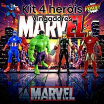 Kit Vingadores 4 Bonecos 22cm Super Heróis Articulados Brinquedo Infantil Presente