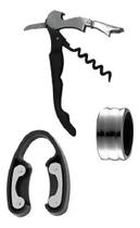 Kit Vinho 3 Peças Saca Rolha Salva Gotas Cortador Fullcook