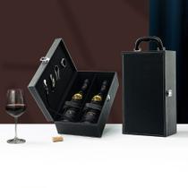 Kit vinho 4 Peças em maleta de material sintético com duas repartições para garrafas