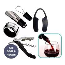 Kit Vinho 4 Peças Em Metal Top Chef Abridor Saca Rolhas Dosador Cortador de Lacre
