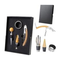 Kit Vinho 4 Peças Premium Saca Rolhas Abridor Corta Lacre Estojo Presente Kit Vinho 4 Peças Premium Saca Rolhas Abridor Corta Lacre Estojo Presente