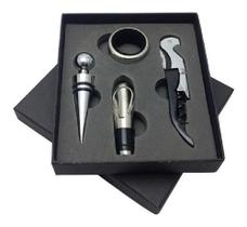 Kit Vinho 4 Peças Saca Rolha Tampa Dosador Salva Gotas Kit Vinho 4 Peças Saca Rolha Tampa Dosador Salva Gotas