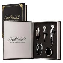 Kit Vinho 5 Peças Abridor, Dosador, Saca Rolhas E Tampa