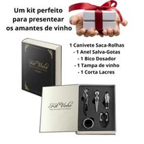 Kit Vinho Abridor Dosador Saca Rolhas Corta Pingos Tampa Livro 05 Peças Para Presentear - Uny Gift