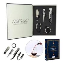 Kit Vinho Abridor Dosador Saca Rolhas Tampa Livro 05 Peças Kit Vinho Abridor Dosador Saca Rolhas Tampa Livro 05 Peças