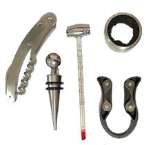 Kit Vinho Abridor Saca-Rolhas Anel Salva-Gotas Tampa de vinho Corta Lacres Termômetro