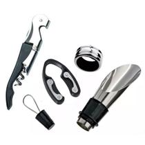 Kit Vinho Abridor Saca Rolhas E Acessórios 5 Peças Inox