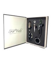 Kit Vinho Abridor Saca Rolhas Tampa Dosador Livro 05 peças