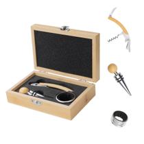 Kit Vinho Bambu: Saca-Rolha, Tampa Bico e Anel Corta-Gotas Kit Vinho Bambu: Saca-Rolha, Tampa Bico e Anel Corta-Gotas