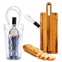 Kit Vinho Bolsa Cooler Aerador Tábua Frios Queijos 3 Peças Kit Vinho Bolsa Cooler Aerador Tábua Frios Queijos 3 Peças