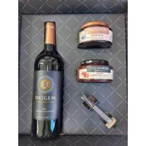 Kit vinho casa valduga origem 750ml +2 geleias +sacarrolhas