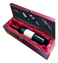 Kit Vinho Com 5 Peças Com Estojo E Porta Vinho De Madeira