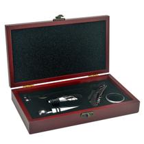 Kit Vinho com 5 Peças em Inox e Maleta de Madeira Kit Vinho com 5 Peças em Inox e Maleta de Madeira