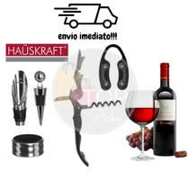 Kit Vinho Com Saca Rolha Bico Dosador Corta Lacre Tampa De Vedação E Anel Antigotejamento 5 Pçs - Haüskraft