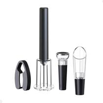 KIT Vinho Cortador+Abridor Saca Rolha Pressão+Aerador+Rolha